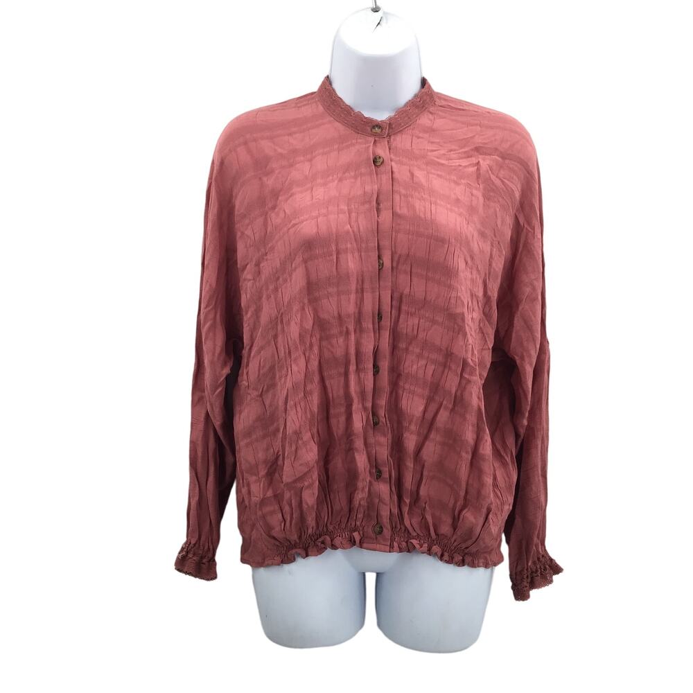 Wit & Wisdom Women's Button Up Blouse Top Long Sleeves Coral Size X-Small NWT